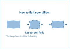 How to fluff a pillow: hold on to 2 opposite sides and squish together and apart—like an accordion—until desired fluffiness.