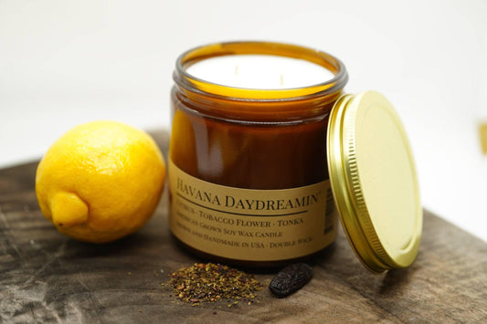 Havana Daydreamin' Soy Wax Candle | 16 oz Double Wick Amber Apothecary Jar - Prairie Fire Candles