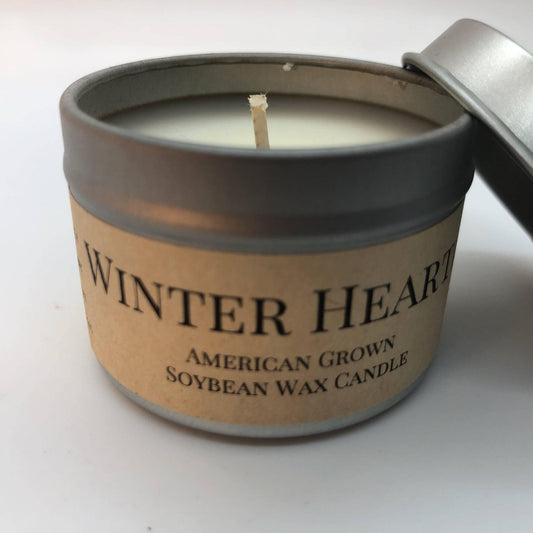 Winter Hearth Soy Wax Candle | 2 oz Travel Tin - Prairie Fire Candles