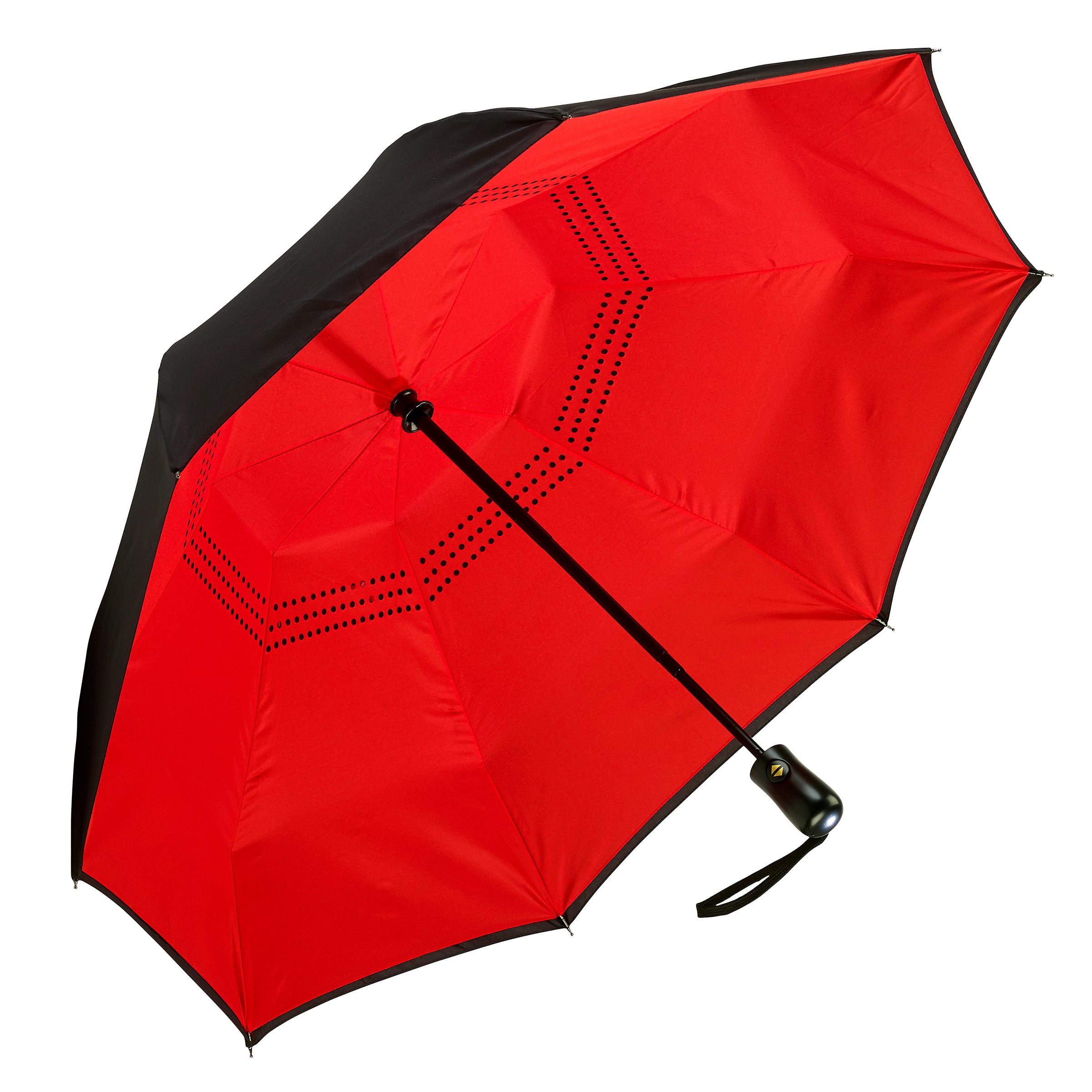 Galleria Umbrellas And Ts · Black Red Folding Umbrella Reverse Close