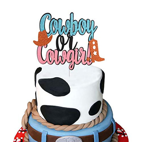 Cowboys Or Cowgirls He Or She Cake Topper Glitter Western Wild Gender Toyscentral Europe