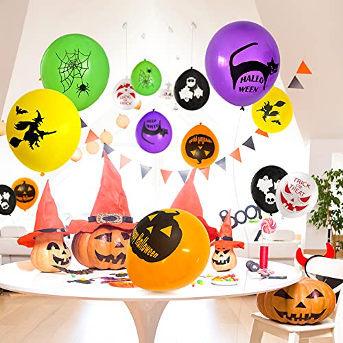 ELECLAND 60 Pcs Latex Halloween Balloons Printed Pumpkin Ghost ...