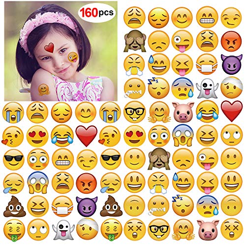 Emoji Temporary Tattoo 160pcs 2inch Konsait Funny Emoji Tattoos Body Toyscentral Europe