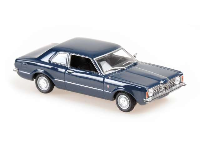 1:43 Ford Taunus, 1970, mørkeblå, Minichamps, lukket model