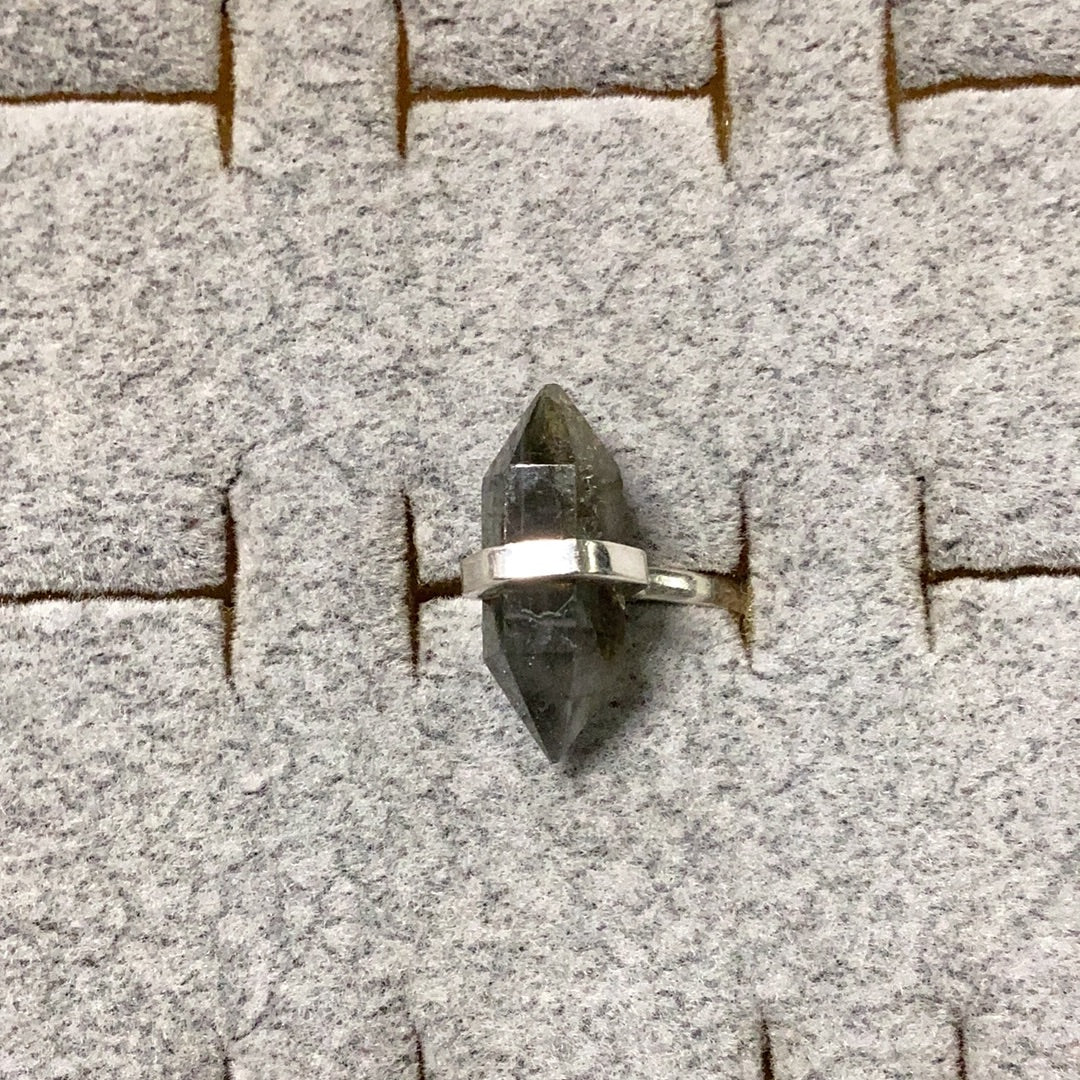 Labradorite Double Terminated Crystal Ring Sterling Silver