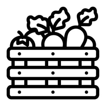 Das Icon zeigt Gemüse als vegane Proteinquelle.