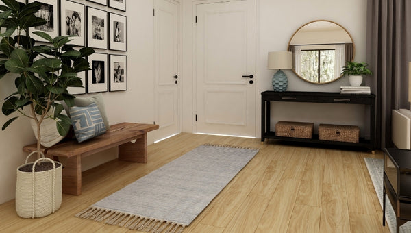 Wood floor with rug