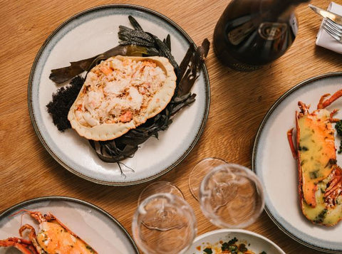 crab and lobster on a table