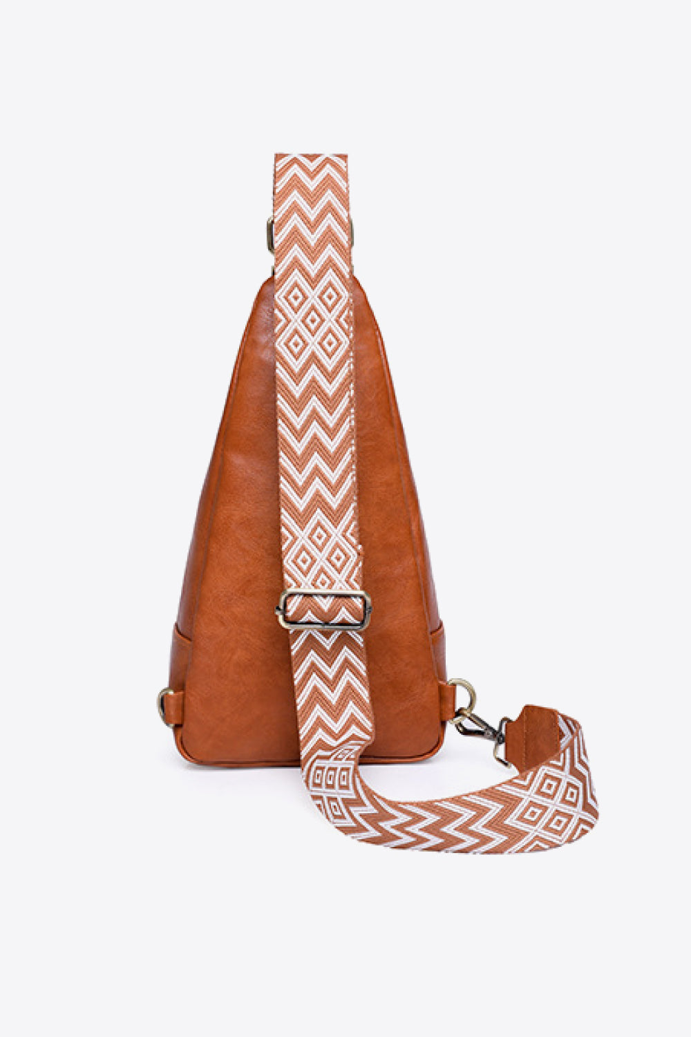 Printed PU Leather Sling Bag - Chestnut / One Size