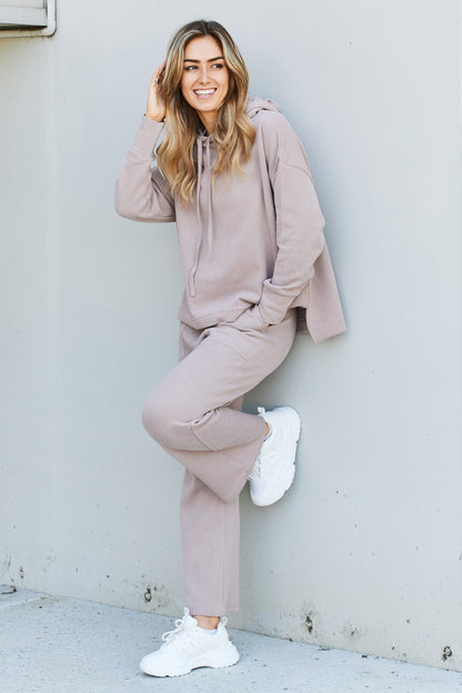 Kimberly C Full Size Drawstring Side Slit Hooded Loungewear Set - Cheeky Chic Boutique
