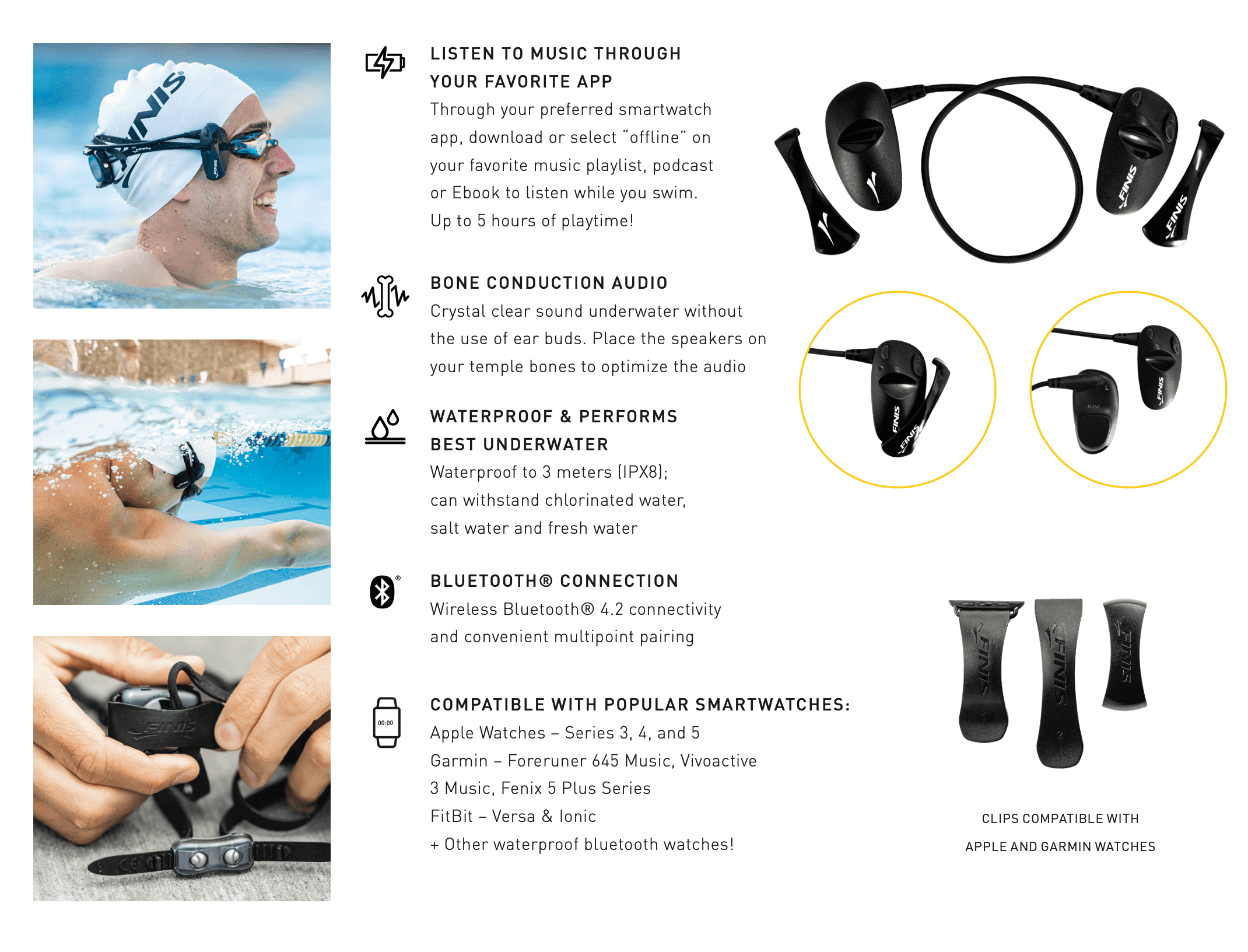 instructions to use FINIS AMNIS Stream BT headphones