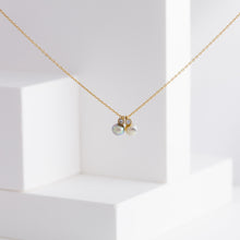 Load image into Gallery viewer, Baby Akoya pearl double pearl diamond necklace - Kolekto 
