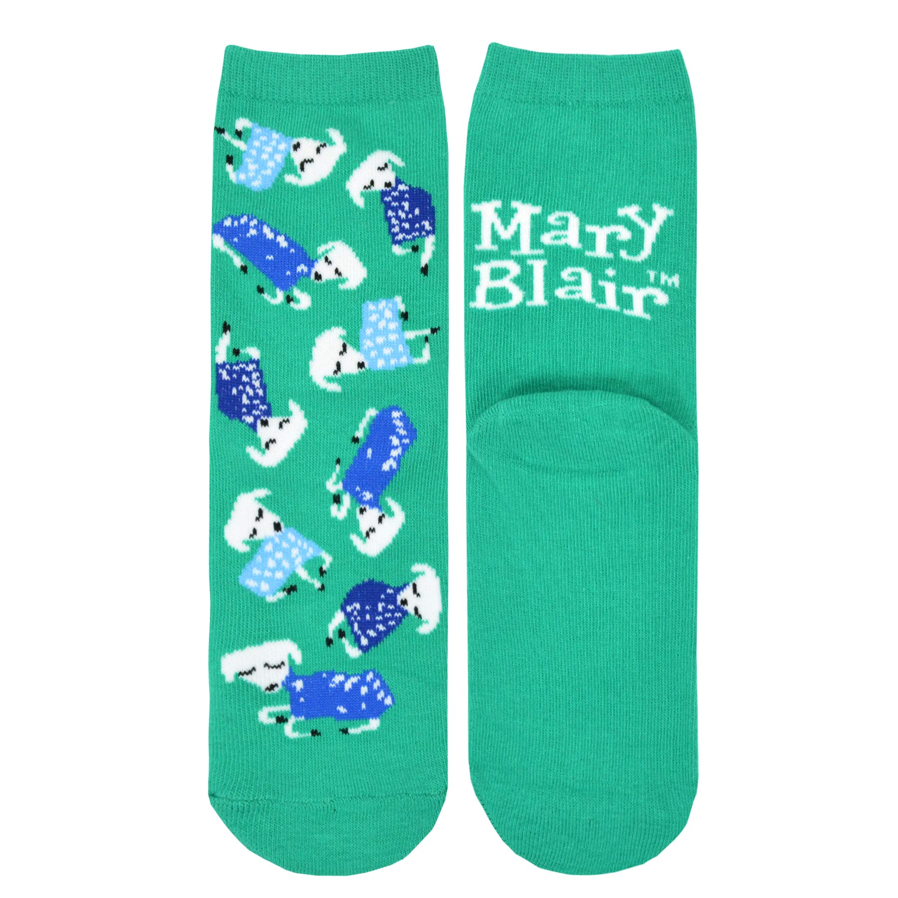 Mary Blair Playful Elephant with Balloons Blue Striped Novelty Kids Cotton Crew Socks