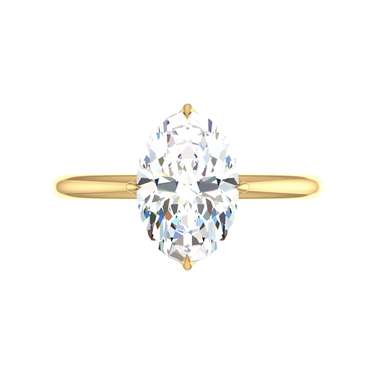  Compass Set Petal 3 Carat Lab Grown Oval Diamond Engagement Ring