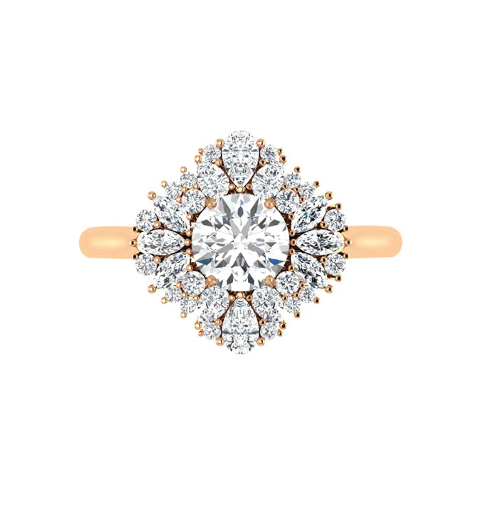 Debora Art Deco Round Natural Diamond Engagement Ring
