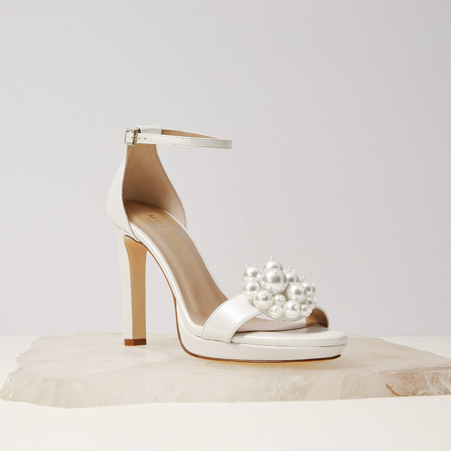 Victoria wedding heels with pearls white Meggan Morimoto