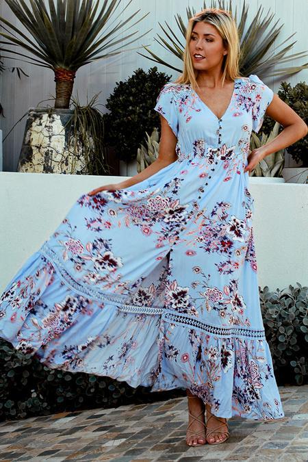 sky blue floral maxi dress