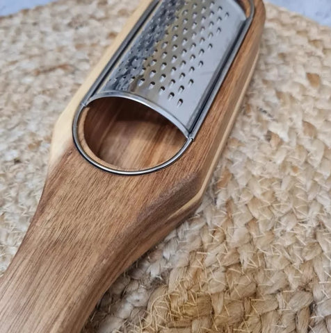 Twine Acacia Wood Handled Cheese Grater, Stainless Steel Grater, Citrus  Zester, Reinforced Base, Vintage Kitchenware – Twine Living