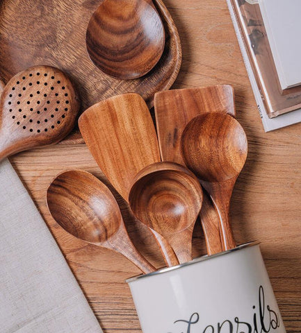 Wooden Measuring Spoons Set Kitchen Utensil Set Tools | Premium Acacia  Wooden Spoon Kitchen Utensils for Chefs | Engraved Accurate Spoons for Dry  and