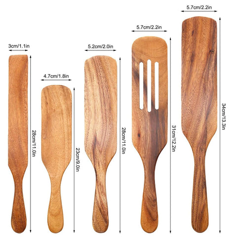 Teak Wood Spurtle Set