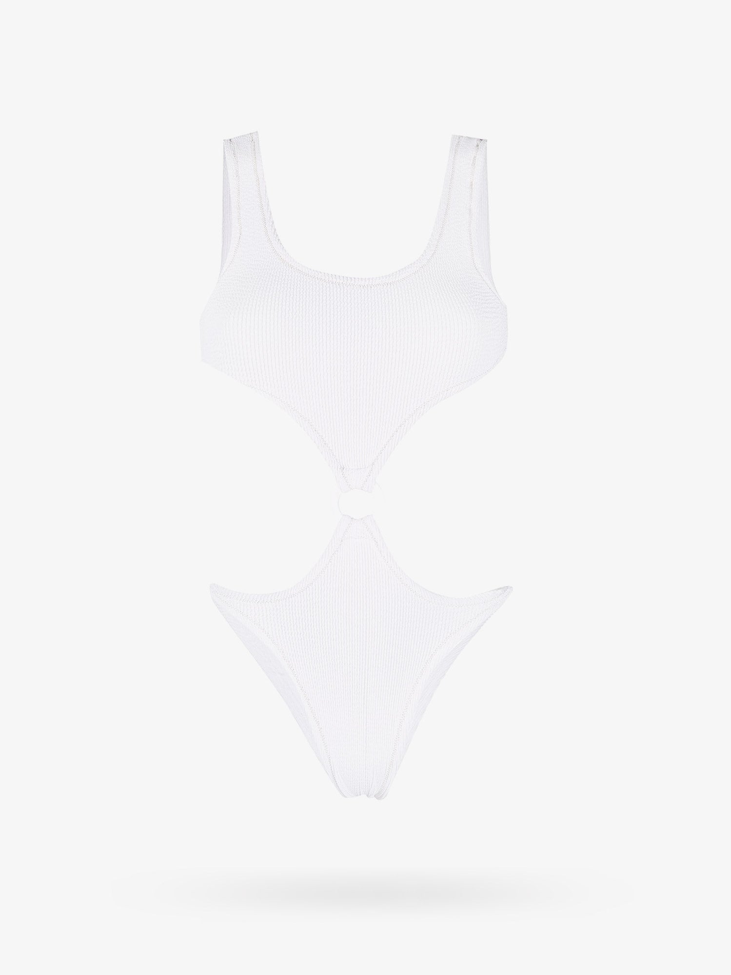 Reina Olga Rein Olga Womans One-piece Swimsuit In White Fine Ribbed Knit