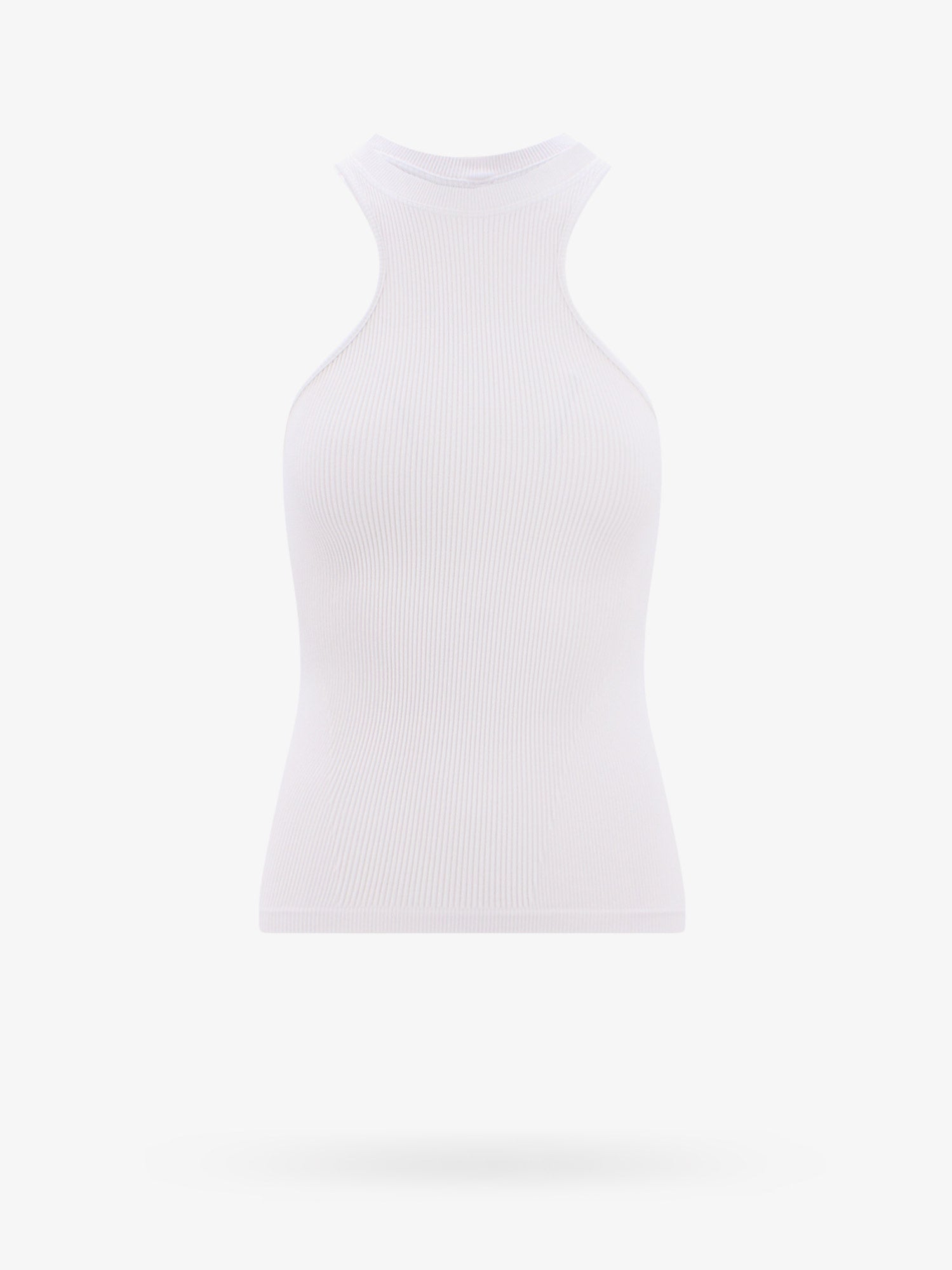 Andrea Adamo Ribbed Jersey Top In White