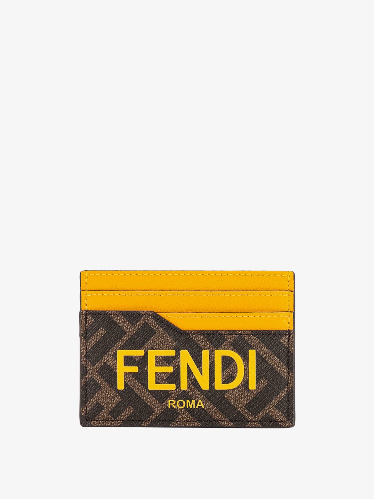 Fendi Roma Black Calfskin Leather Embossed Logo Card Case Wallet