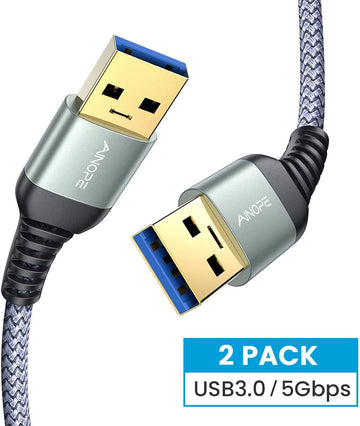 AINOPE [2 Pack 6.6FT+6.6FT] USB 3.0 A to A Male Cable,USB 3.0 to