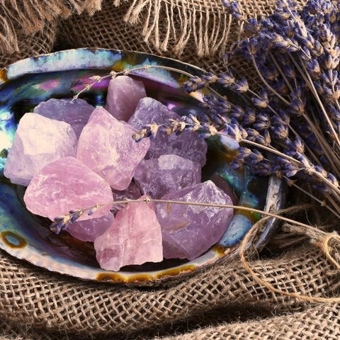 Assorted Rose Quartz and Amethyst Raw Crystal Chunks - Raw Crystals Meaning