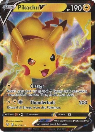 Pokemon Vmax Card Set - Pikachu VMAX 44/185 & Pikachu V 43/185 - Vivid  Voltage - Ultra Rare Card Lot