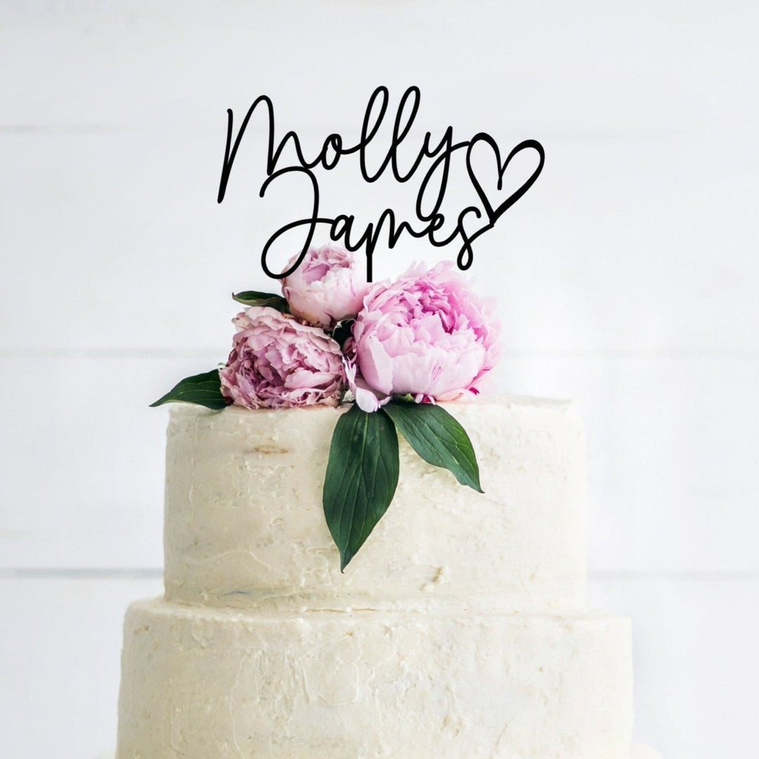 Personalised Wedding Cake Topper - Circle & Heart Design – Cabe & Co