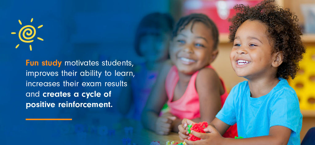 Two young children smile in a classroom, representing the cycle of positive enforcement