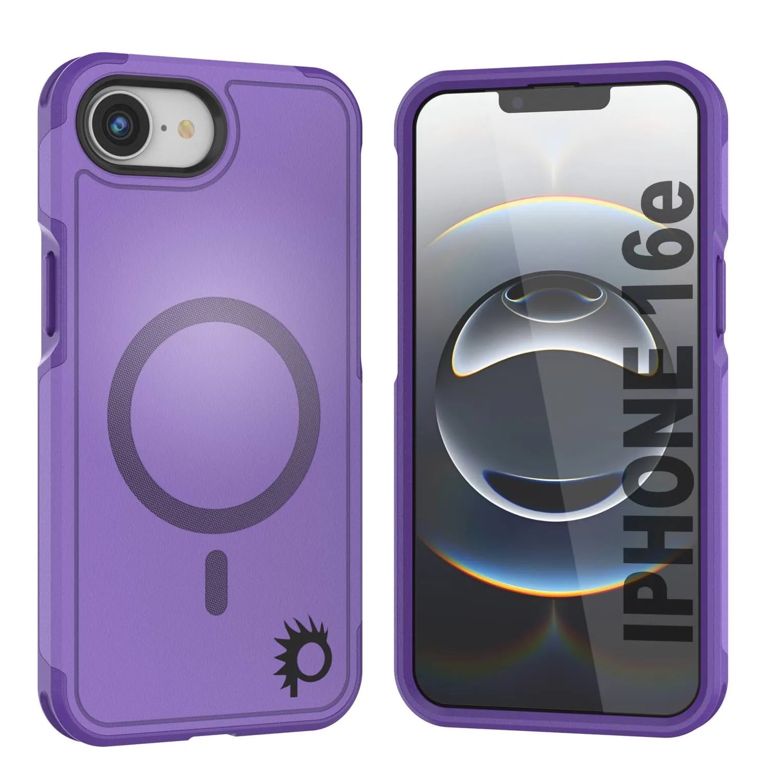 PunkCase iPhone 16e Case, [Spartan 2.0 Series] Clear Rugged Heavy Duty Cover W/Built in Screen Protector [purple]