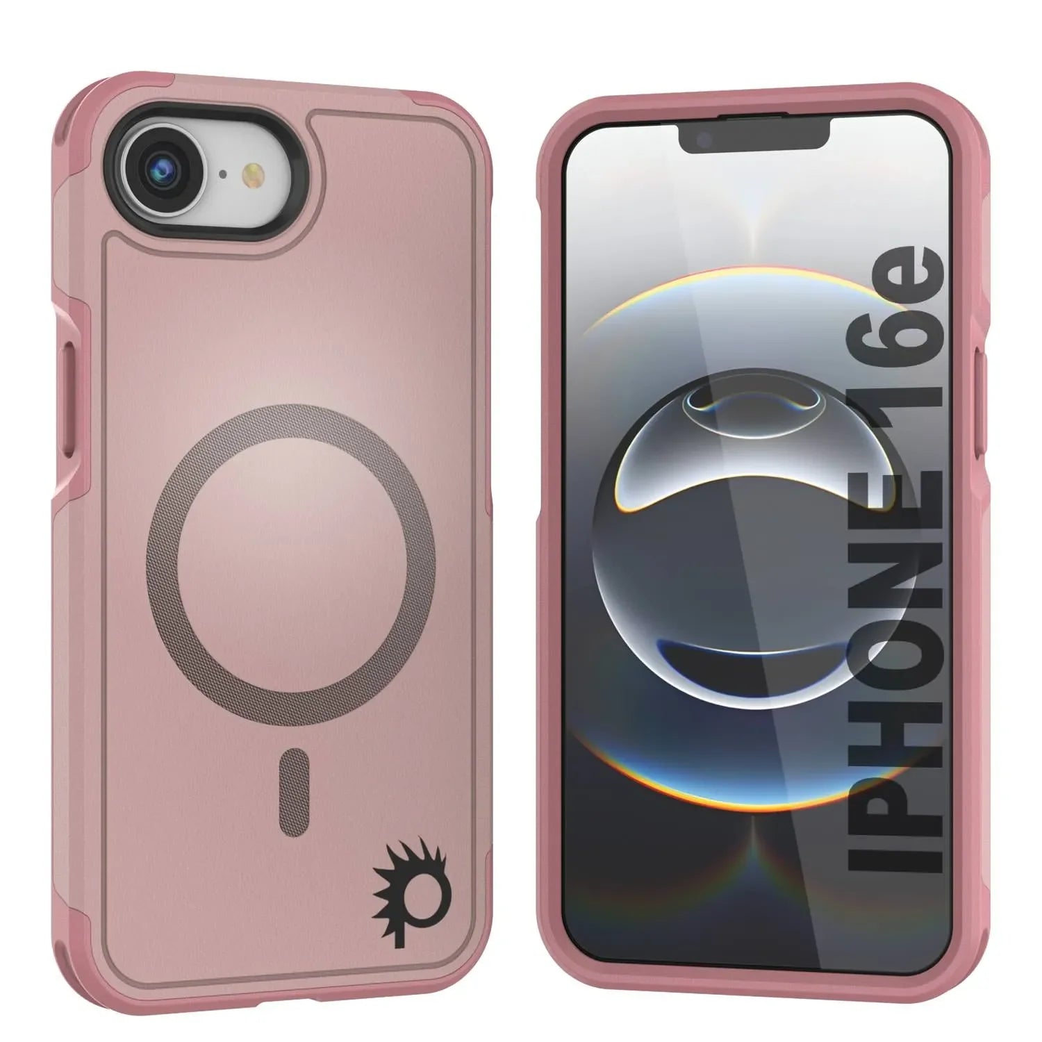 PunkCase iPhone 16e Case, [Spartan 2.0 Series] Clear Rugged Heavy Duty Cover W/Built in Screen Protector [pink]