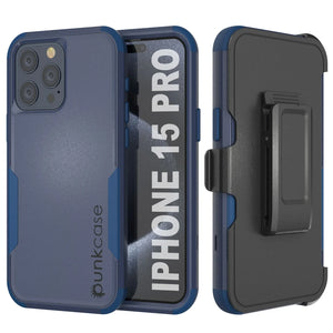 Punkcase for iPhone 15 Pro Belt Clip Multilayer Holster Case [Patron Series] [Navy] - PunkCase® EU
