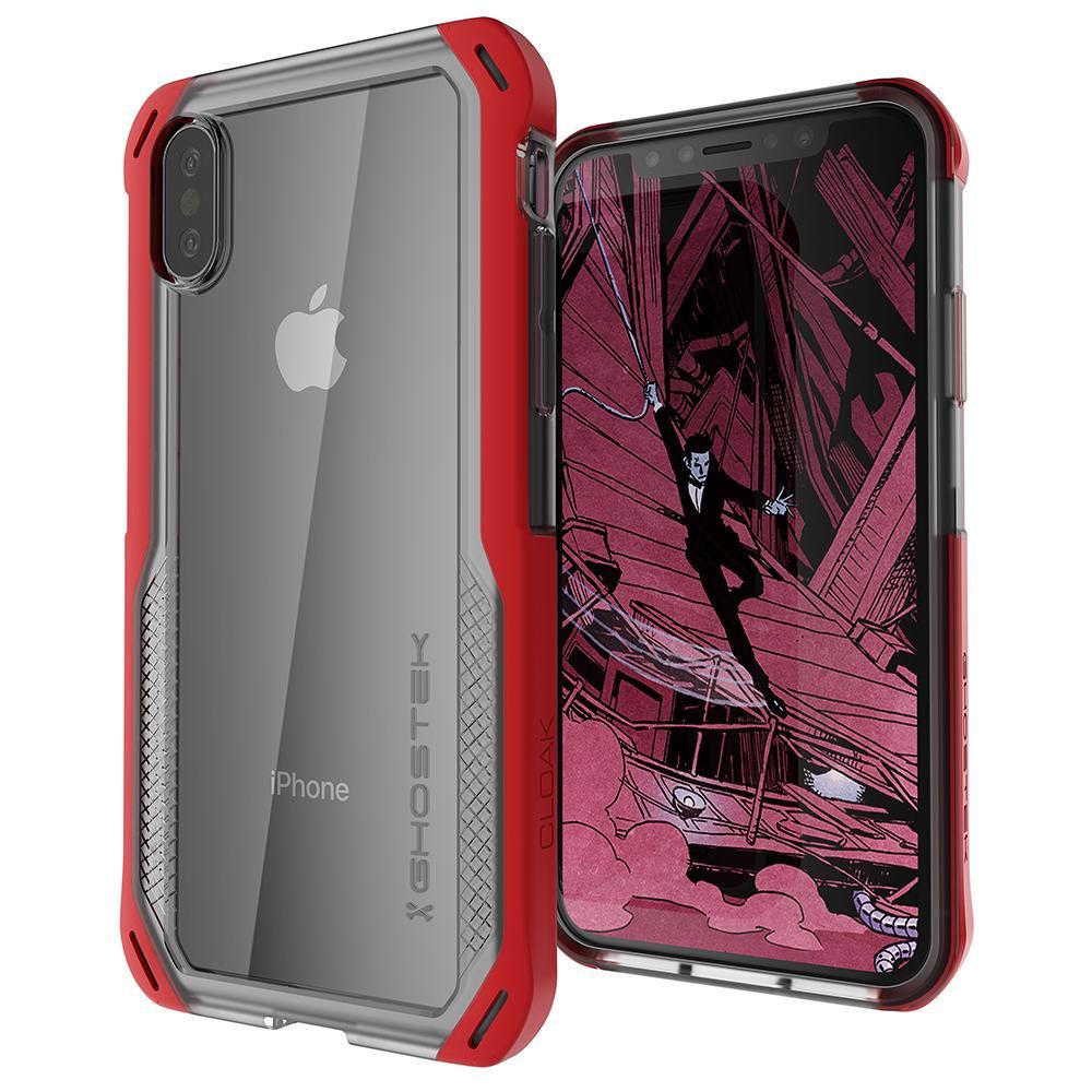iPhone Xs Max Case, Ghostek Cloak 4 Series for iPhone Xs Max / iPhone Pro Case | RED-CLEAR