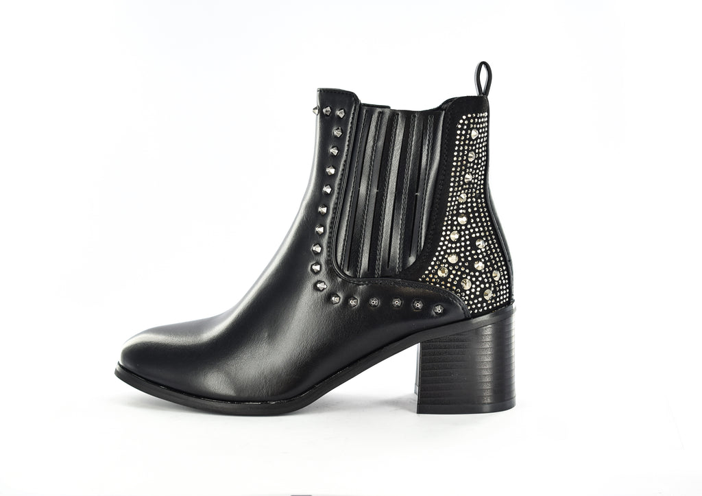 womens black block heel ankle boots