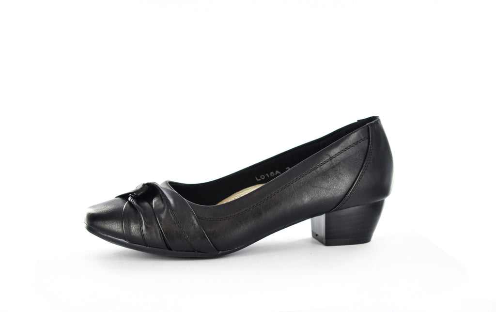 ladies black block heel court shoes