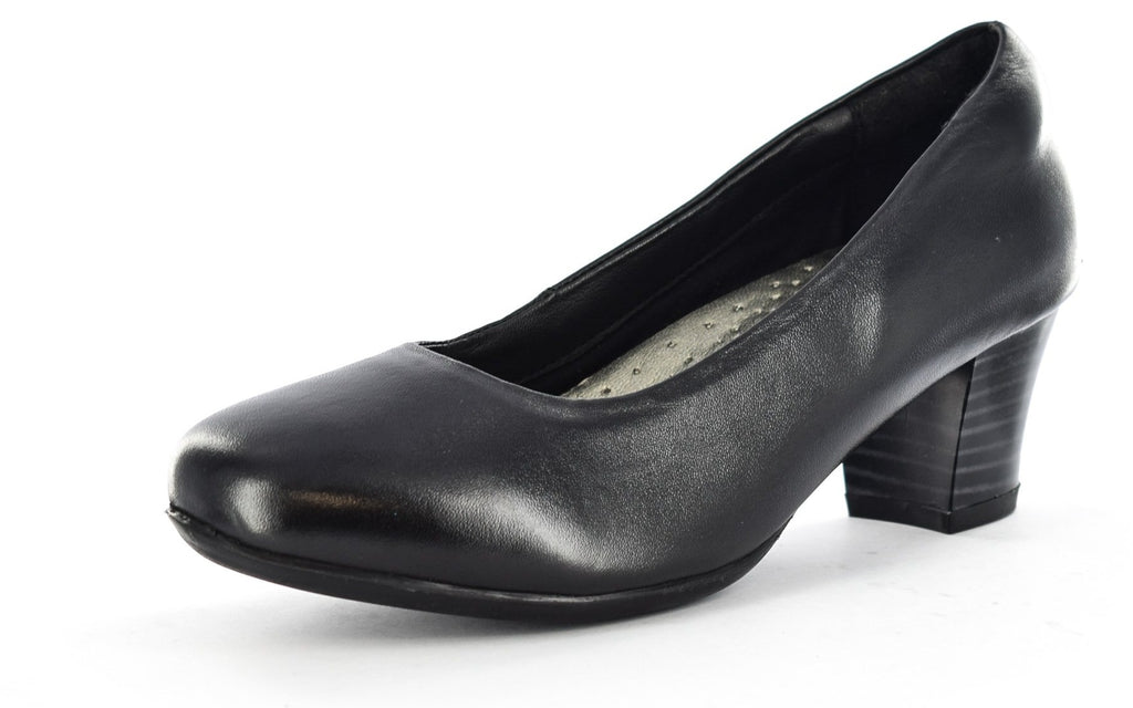 ladies black leather court shoes