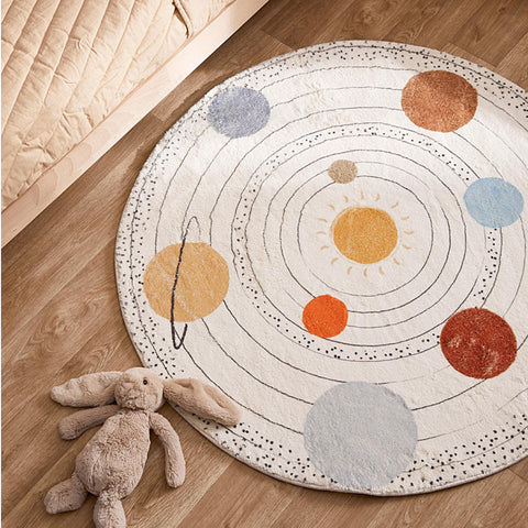 tapis pour chambre d'enfants rond en avec planètes