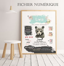 Load image into Gallery viewer, First birthday poster &#39;&#39;cute teddy bear&#39;&#39;
