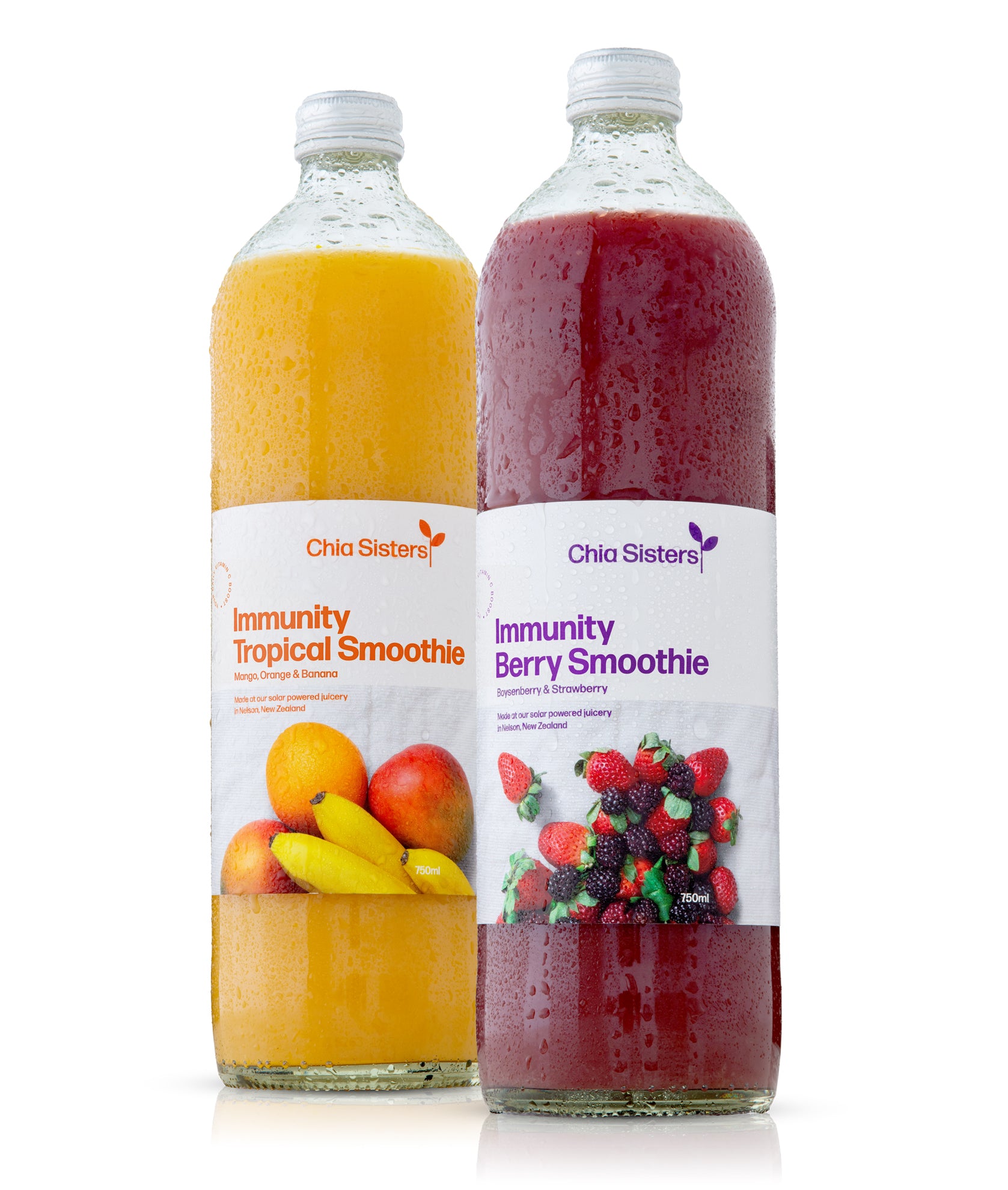 Chia Sisters Smoothies, Made in Nelson, New Zealand, Zero Carbon