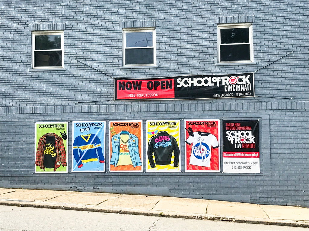 School of Rock Cincinnati - summer 2021 concert series posters