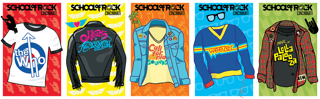 School of Rock Cincinnati - 2021 concert series poster designs