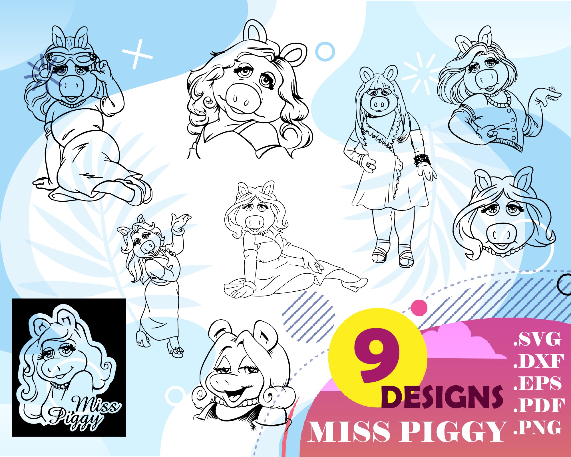 Download Miss Piggy Svg Miss Piggy And Kermit From Muppets Supports Svg Dxf Clipartic