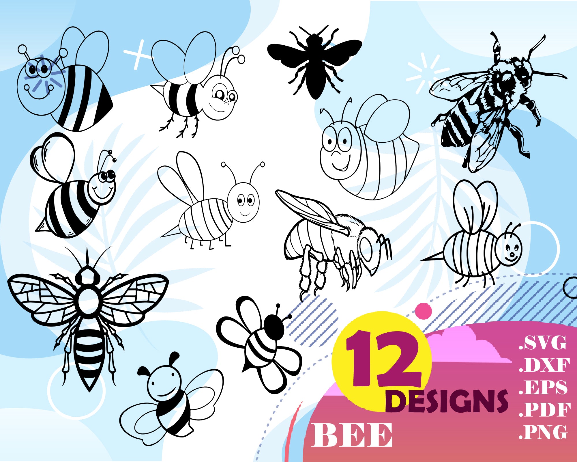 Download Bee svg, Bee Bundle Svg, Bee Silhouette Bundle, Bee Svg ...