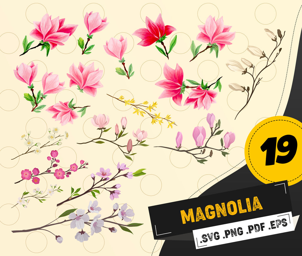 Download Magnolia Svg Flower Svg Magnolia File Magnolia Clipart Floral Svg Clipartic