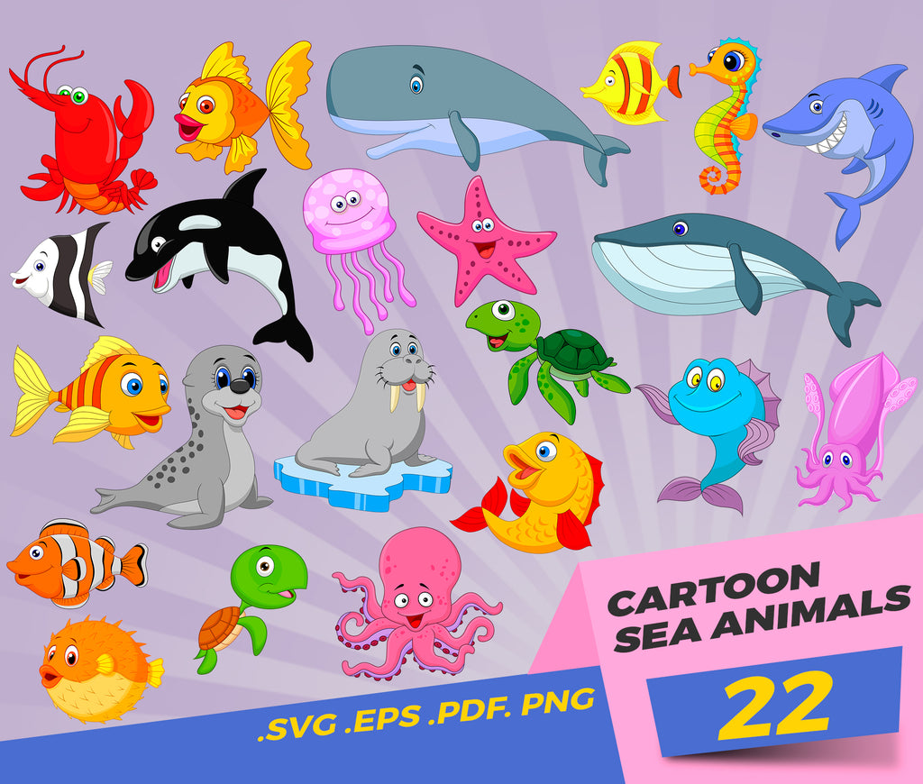 Download Cartoon Sea Animals Svg Under The Sea Svg Sea Animals Svg Ocean Svg Clipartic