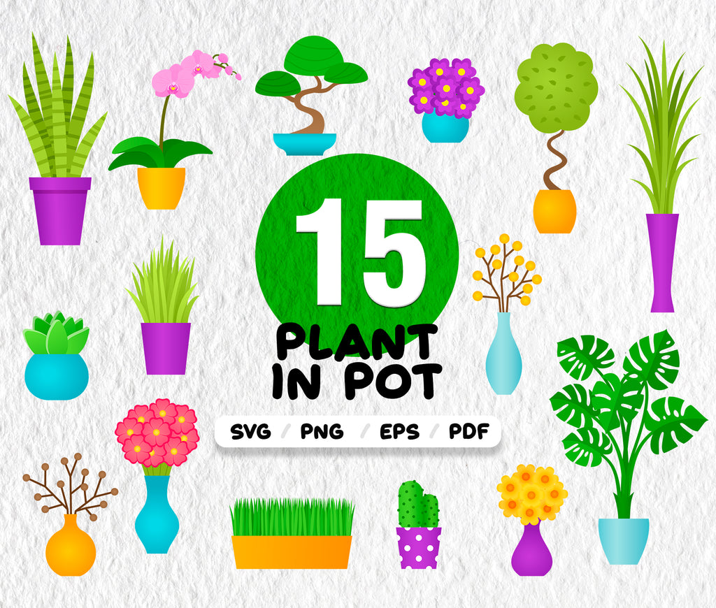 Download Plant Svg Bundle Potted Garden Home Hanging Pot Grow Flower Indoor P Clipartic