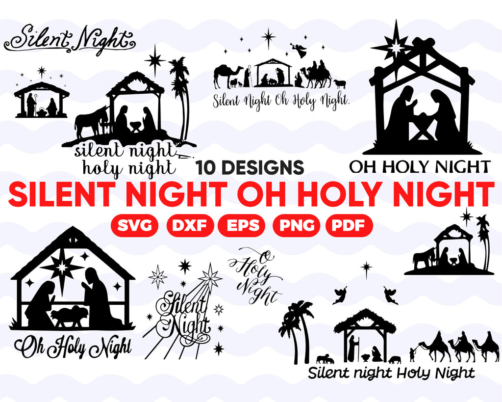 Download Silent Night Oh Holy Night Svg Lettering Nativity Scene Svg Nativit Clipartic